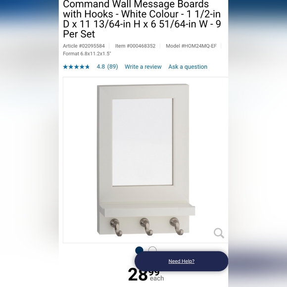 Command Wall mirror 🪞 with hooks organizer 🔑 🚗🏠 💌 - Picture 3 of 7